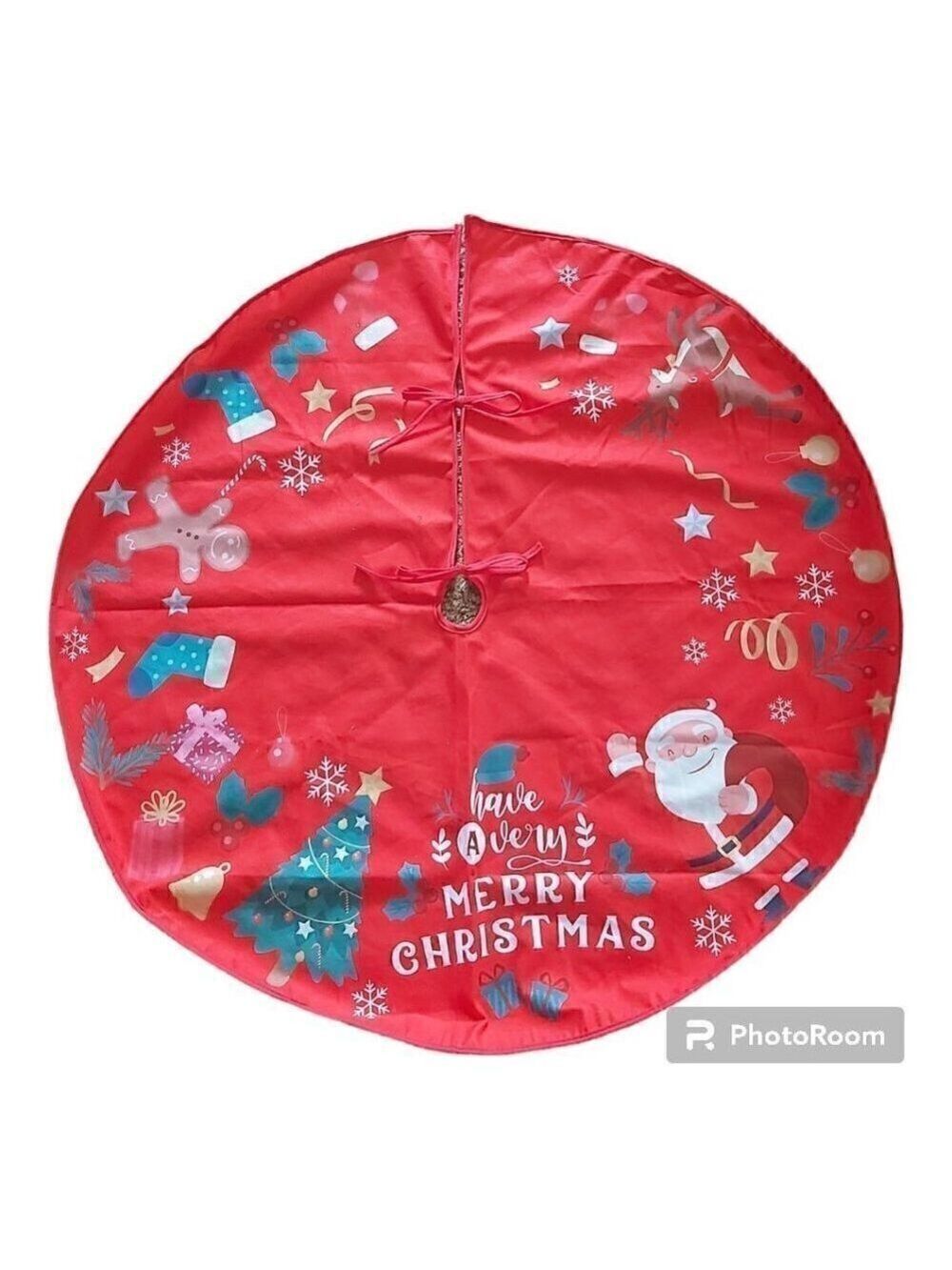 NWOT Medium Have A Very Merry Christmas Red Tree Skirt W/Stockings-Size …